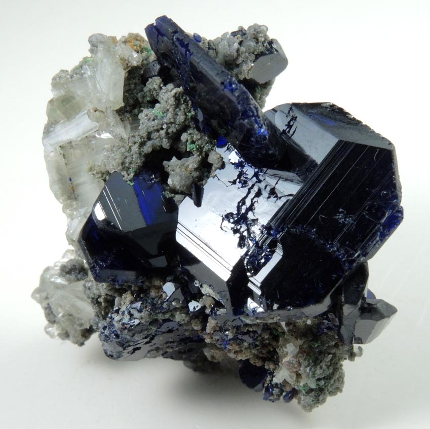 Azurite (twinned crystals) with Cerussite from Tsumeb Mine, Easter Pocket, Otavi-Bergland District, Oshikoto, Namibia