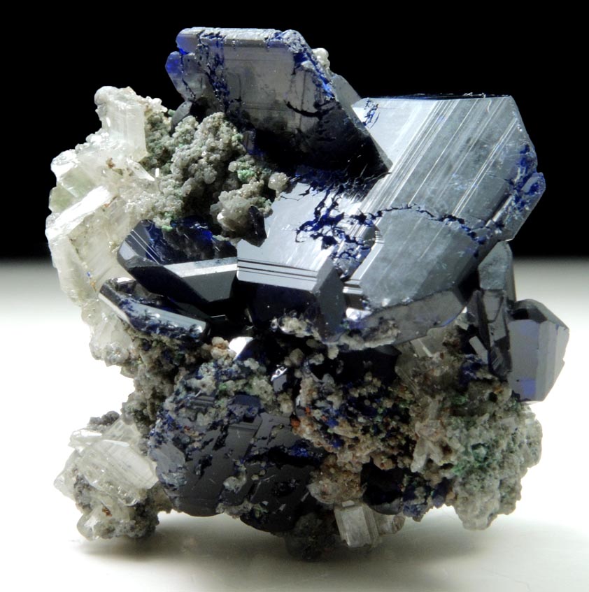 Azurite (twinned crystals) with Cerussite from Tsumeb Mine, Easter Pocket, Otavi-Bergland District, Oshikoto, Namibia