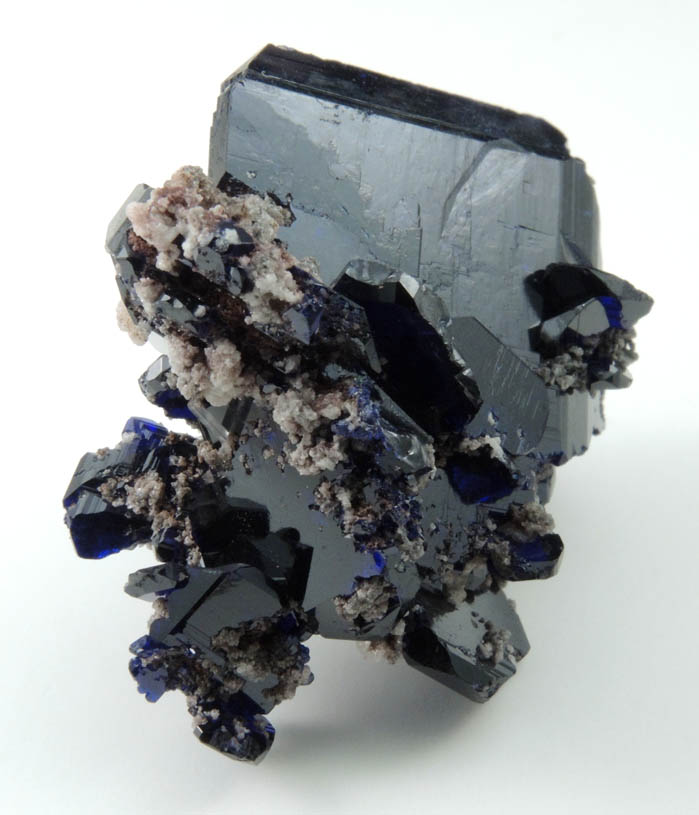 Azurite (twinned crystals) with Cerussite from Tsumeb Mine, Easter Pocket, Otavi-Bergland District, Oshikoto, Namibia