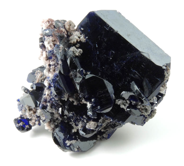 Azurite (twinned crystals) with Cerussite from Tsumeb Mine, Easter Pocket, Otavi-Bergland District, Oshikoto, Namibia