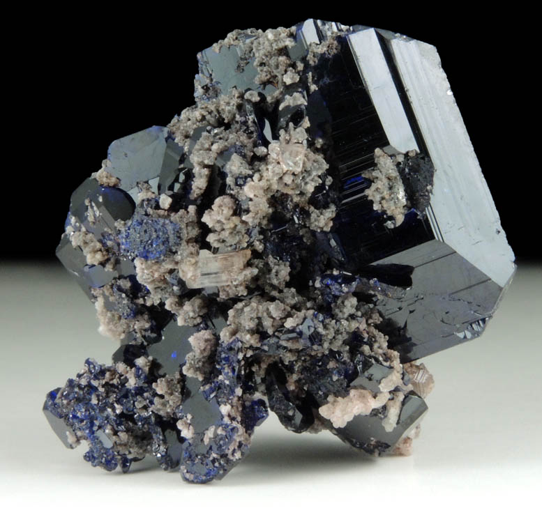 Azurite (twinned crystals) with Cerussite from Tsumeb Mine, Easter Pocket, Otavi-Bergland District, Oshikoto, Namibia