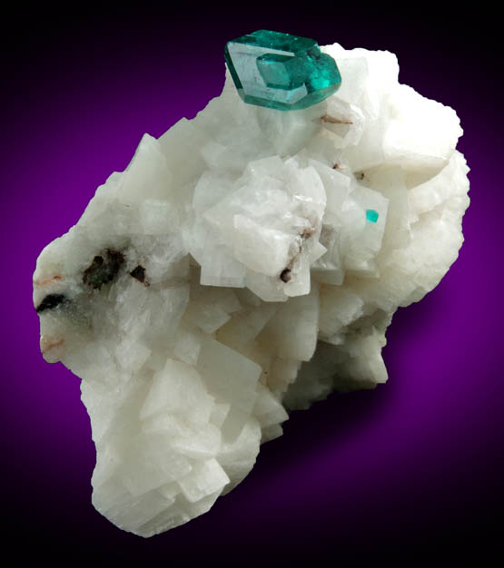 Dioptase on Calcite from Tsumeb Mine, 2nd Oxide Zone, Otavi-Bergland District, Oshikoto, Namibia