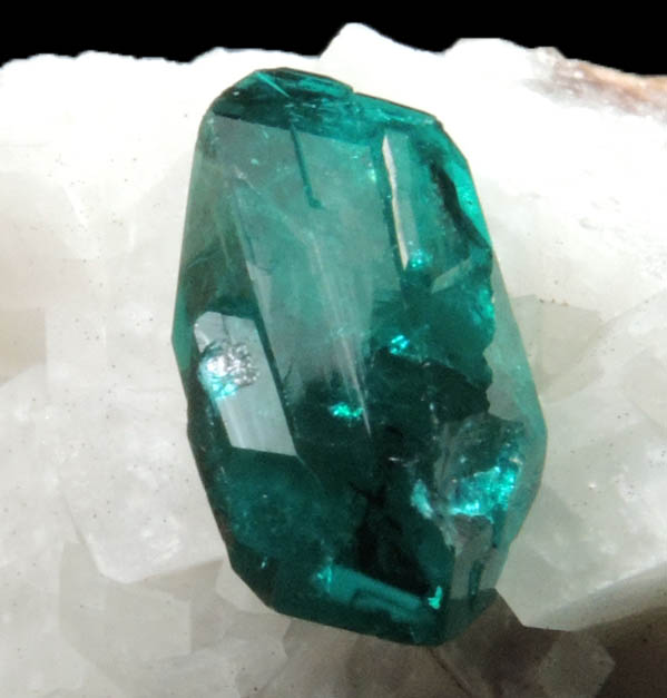 Dioptase on Calcite from Tsumeb Mine, 2nd Oxide Zone, Otavi-Bergland District, Oshikoto, Namibia