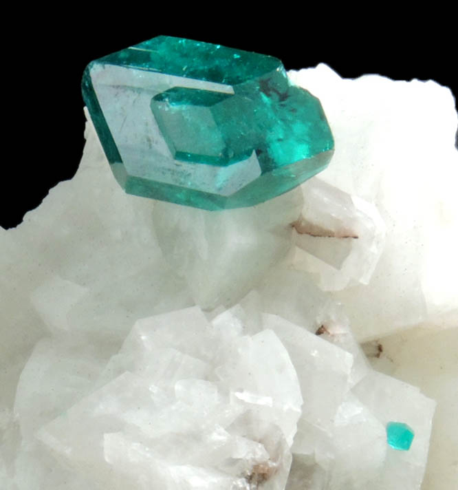 Dioptase on Calcite from Tsumeb Mine, 2nd Oxide Zone, Otavi-Bergland District, Oshikoto, Namibia