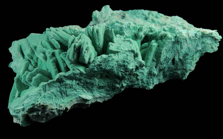 Malachite pseudomorphs after Gypsum from San Manuel Open Pit Mine, Pinal County, Arizona