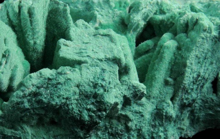 Malachite pseudomorphs after Gypsum from San Manuel Open Pit Mine, Pinal County, Arizona