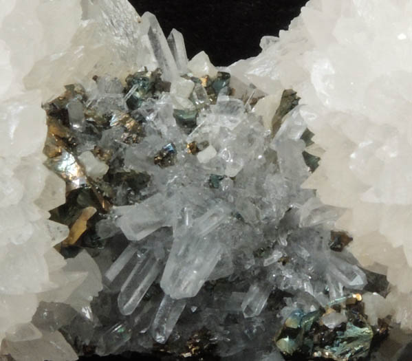 Calcite on Quartz with Pyrite from Cavnic Mine (Kapnikbanya), Maramures, Romania