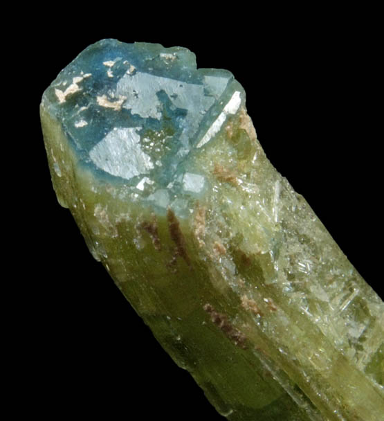 Elbaite Tourmaline (with curved blue termination) from Kamdesh District, Nuristan Province, Afghanistan