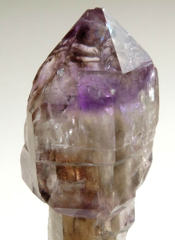 Quartz var. Amethyst-Smoky scepter-shaped crystal from Pohndorf Mine, Jefferson County, Montana