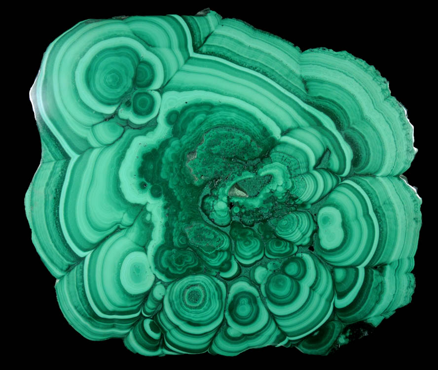 Malachite from Kolwezi Mining District, 240 km WNW of  Lubumbashi, Katanga Copperbelt, Lualaba Province, Democratic Republic of the Congo