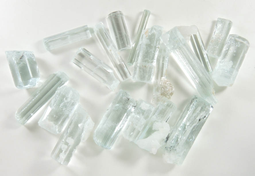 Beryl var. Aquamarine (18 crystals) from Shengus, Skardu Road, Baltistan, Gilgit-Baltistan, Pakistan