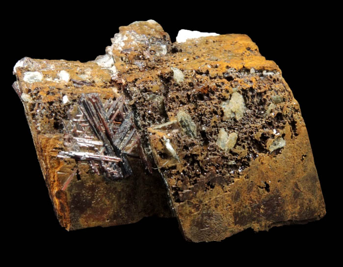 Rutile on Ankerite from Hiddenite, Alexander County, North Carolina