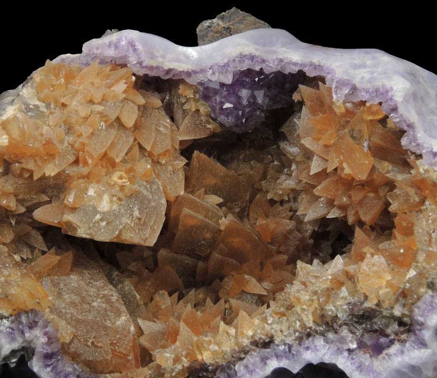 Calcite in Amethyst Quartz Geode from near Idar Oberstein, Hunsrck, Rheinland-Pfalz, Germany