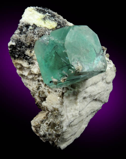 Fluorite on Albite-Microcline and Muscovite with Hyalite Opal from Erongo Mountains, 20 km north of Usakos, Damaraland, Namibia