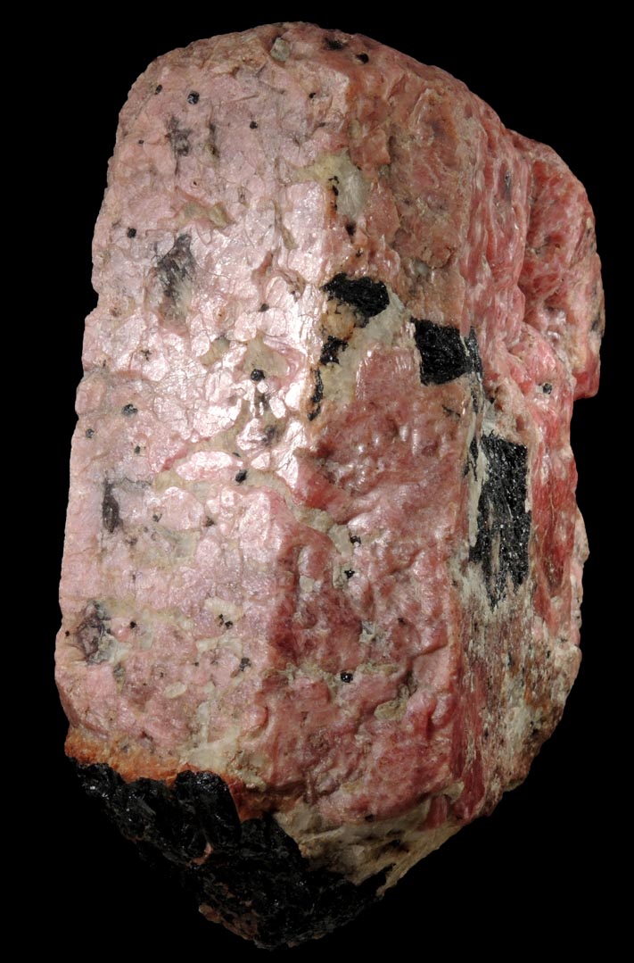 Rhodonite with minor Franklinite, Calcite, Willemite from Franklin, Sussex County, New Jersey