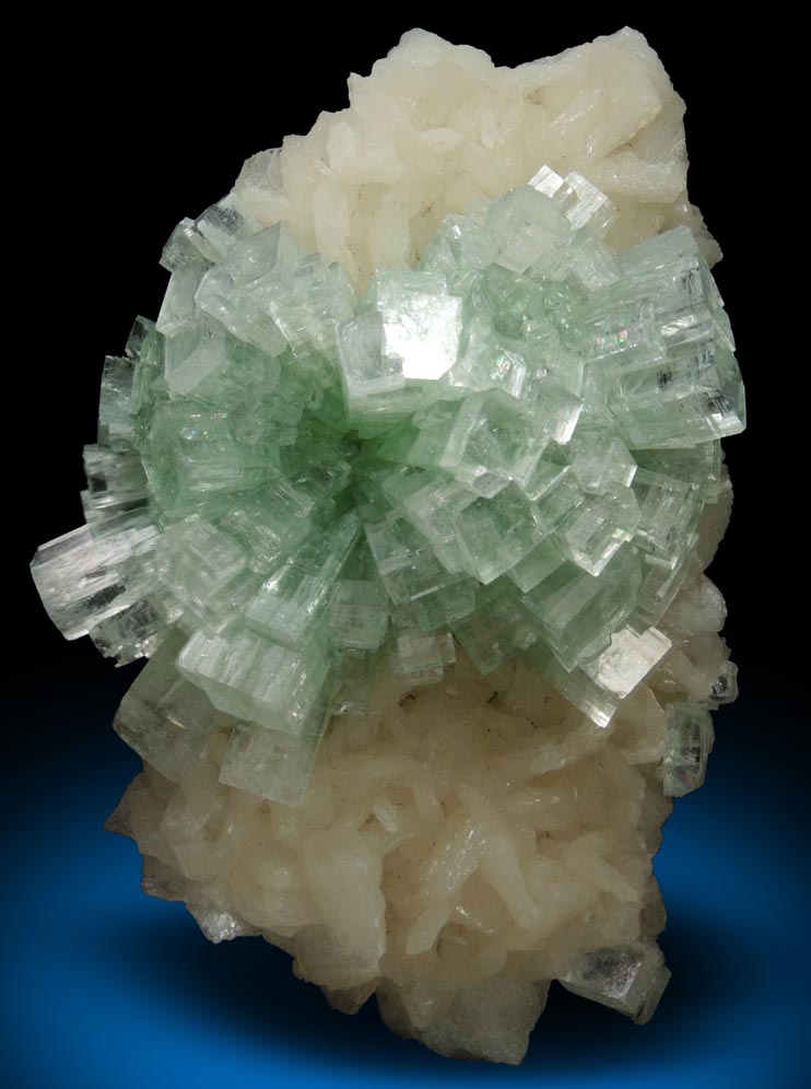 Apophyllite on Stilbite from Momin Akhada, near Rahuri, 50 km north of Ahmednagar, Maharashtra, India (Type Locality for Collected ca. 2001)