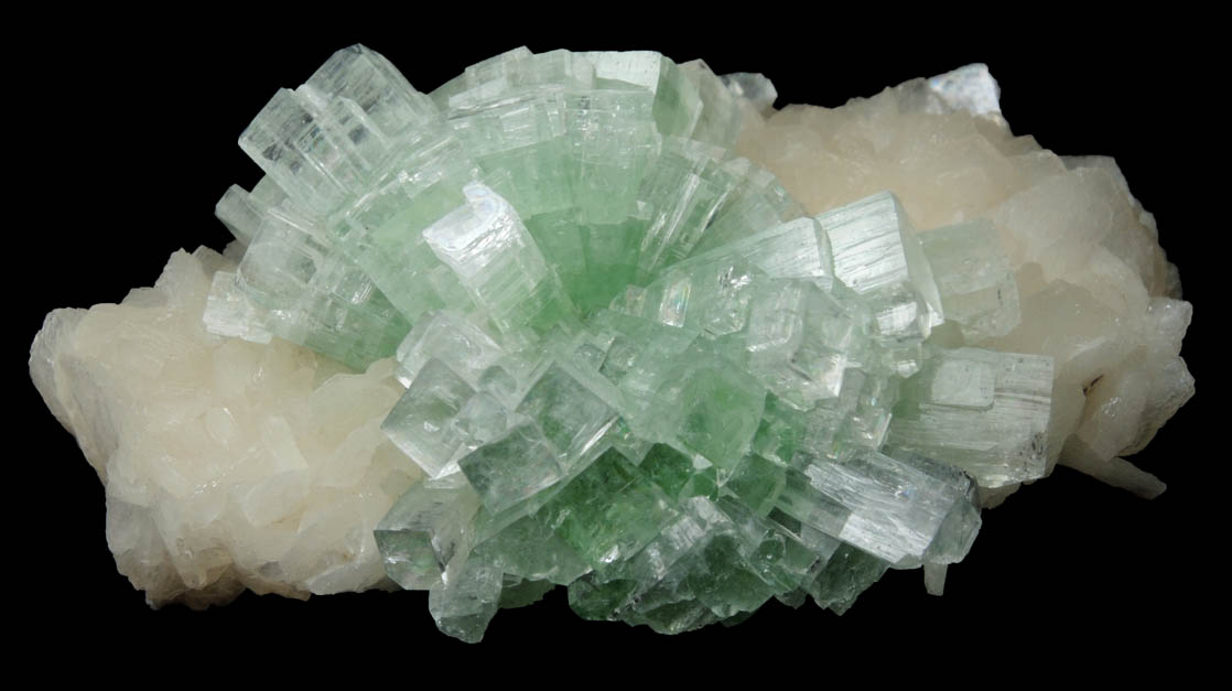 Apophyllite on Stilbite from Momin Akhada, near Rahuri, 50 km north of Ahmednagar, Maharashtra, India (Type Locality for Collected ca. 2001)