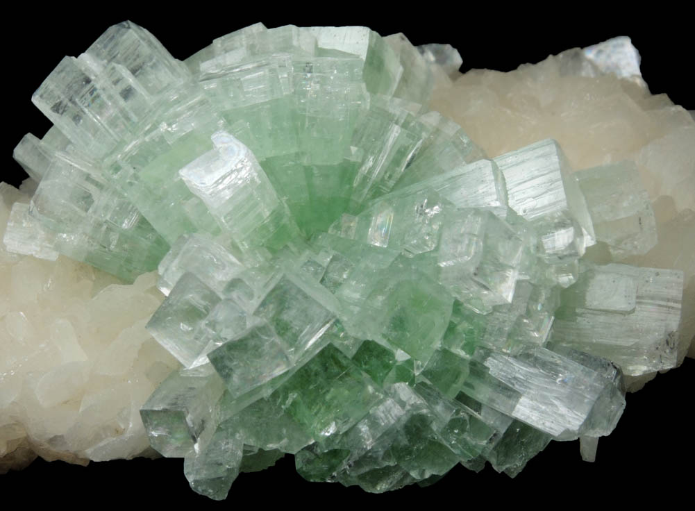 Apophyllite on Stilbite from Momin Akhada, near Rahuri, 50 km north of Ahmednagar, Maharashtra, India (Type Locality for Collected ca. 2001)