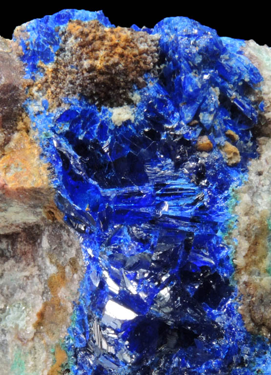 Linarite on Quartz from Grand Reef Mine, Aravaipa District, Graham County, Arizona