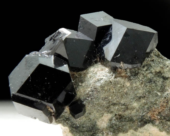 Andradite var. Melanite Garnet with Clinochlore from New Idria District, San Benito County, California