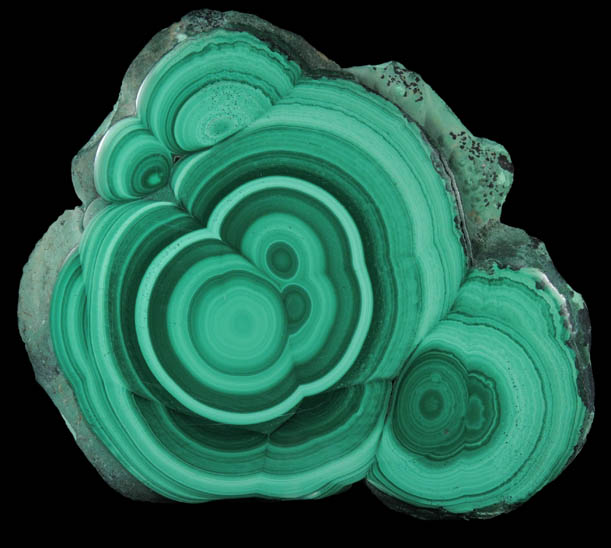 Malachite from Kolwezi Mining District, 240 km WNW of  Lubumbashi, Katanga Copperbelt, Lualaba Province, Democratic Republic of the Congo