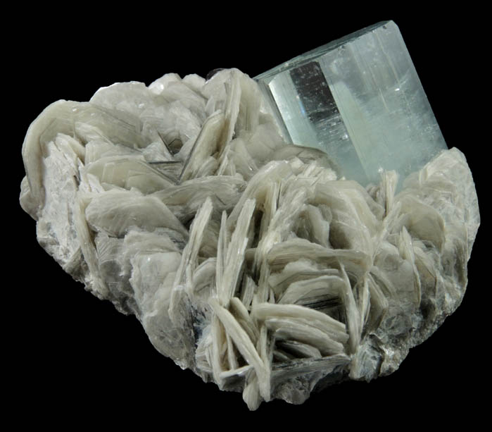 Beryl var. Aquamarine on Muscovite from Chumar Bakhoor, Nagar, Gilgit-Baltistan, Pakistan