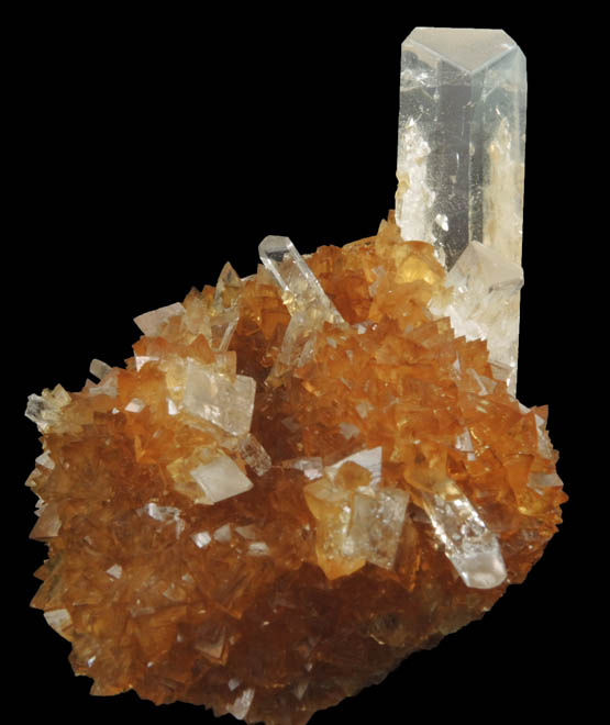 Celestine on Calcite from Machw mine, Tarnobrzeg, Poland