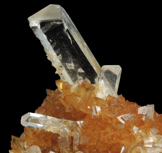 Celestine on Calcite from Machw mine, Tarnobrzeg, Poland