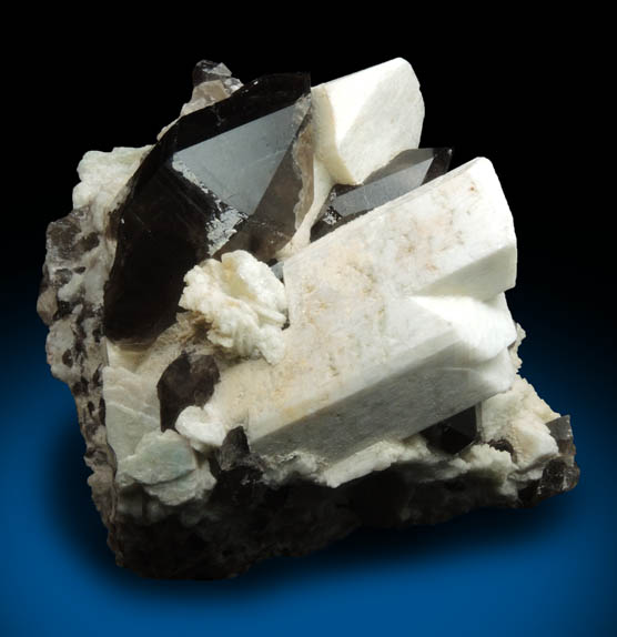 Microcline, Smoky Quartz, Hyalite Opal from North Moat Mountain, Bartlett, Carroll County, New Hampshire