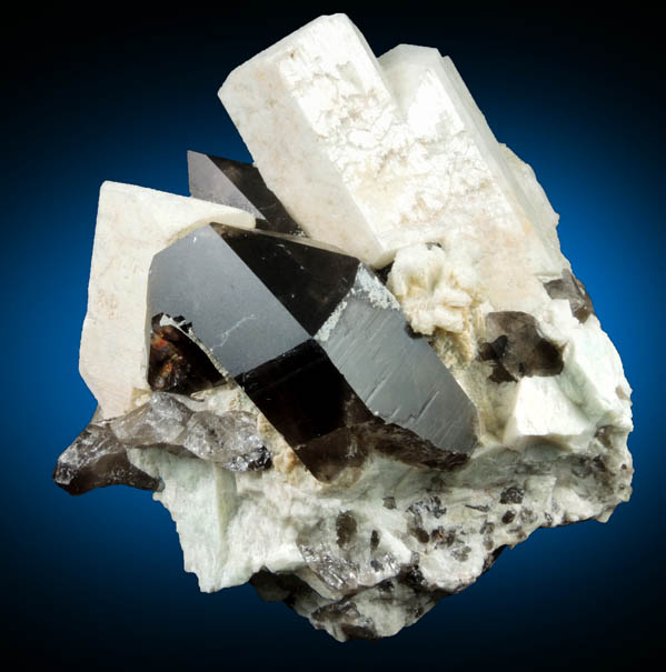 Microcline, Smoky Quartz, Hyalite Opal from North Moat Mountain, Bartlett, Carroll County, New Hampshire