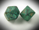 Malachite pseudomorphs after Cuprite (2 crystal habits) from Chessy-les-Mines, Le Bois d'Oingt, Rhône, Rhône-Alpes, France