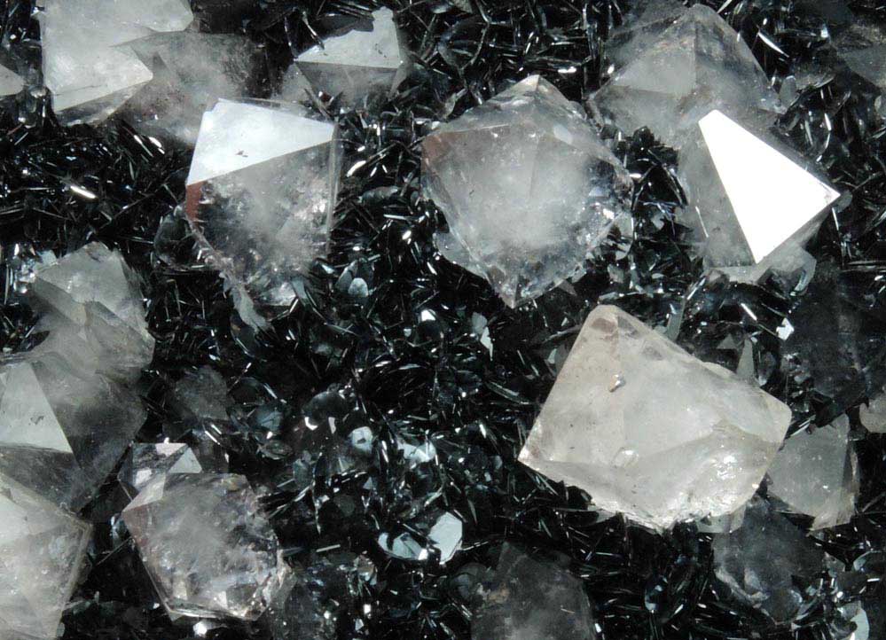 Quartz (di-pyramidal habit) on specular Hematite from Cumberland Iron Mining District, Cumbria, England