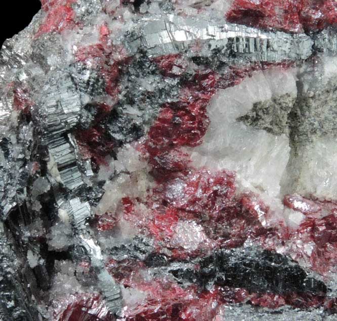 Stibnite with Realgar from Red Devil Mine, Kuskokwim, Alaska