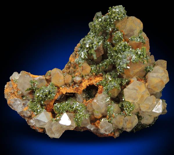 Pyromorphite on Quartz from Wheatley Mine, Phoenixville District, Chester County, Pennsylvania