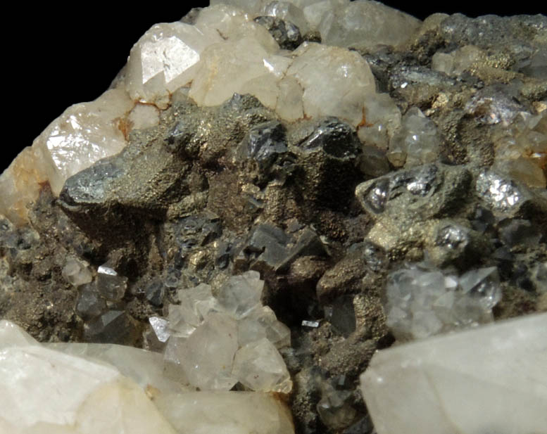 Quartz on Tetrahedrite coated with Pyrite from Erzgebirge, Saxony, Germany