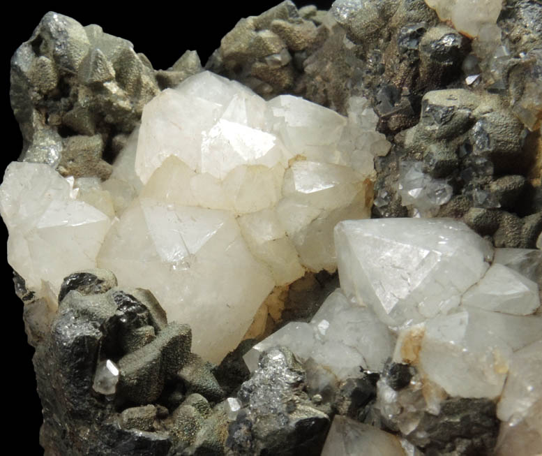 Quartz on Tetrahedrite coated with Pyrite from Erzgebirge, Saxony, Germany