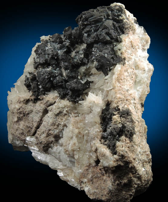 Chalcocite on Calcite from Bristol Copper Mine, Hartford County, Connecticut