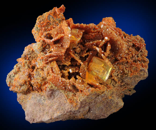 Vanadinite pseudomorph after Wulfenite from Rowley Mine, 20 km northwest of Theba, Painted Rock Mountains, Maricopa County, Arizona