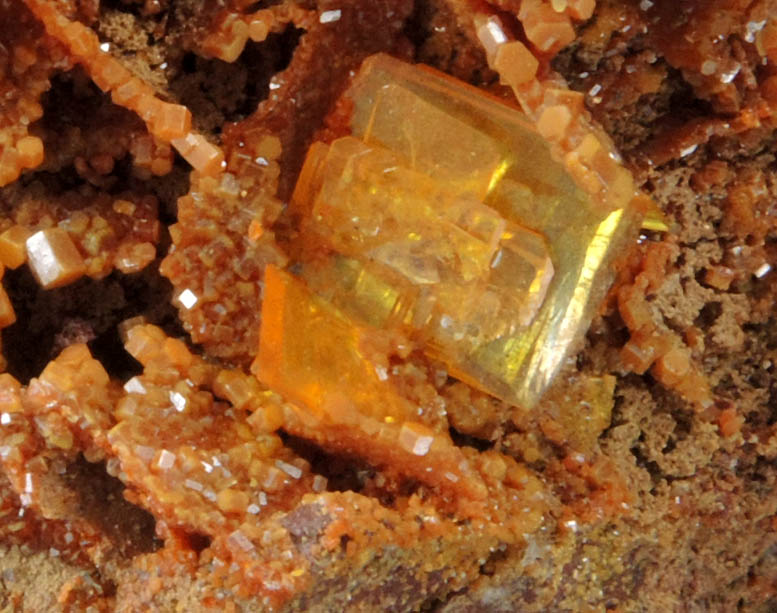 Vanadinite pseudomorph after Wulfenite from Rowley Mine, 20 km northwest of Theba, Painted Rock Mountains, Maricopa County, Arizona