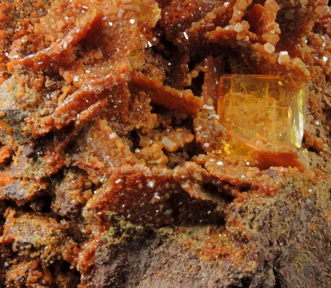 Vanadinite pseudomorph after Wulfenite from Rowley Mine, 20 km northwest of Theba, Painted Rock Mountains, Maricopa County, Arizona