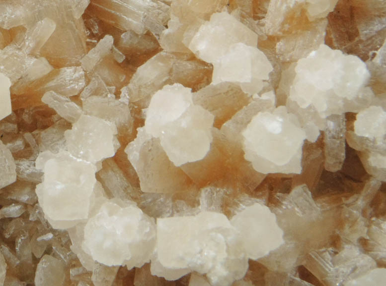 Stilbite with Calcite and Pyrite from 700' level, Sta.167, Queens Tunnel of NYC Water Tunnel #3, Woodside, Queens, New York City, New York