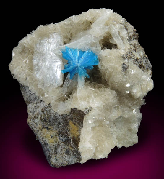 Cavansite on Stilbite-Ca from Wagholi Quarry, Maharashtra, India