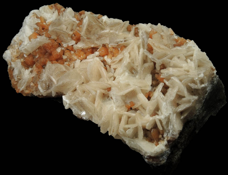 Stilbite with Calcite from Moore's Station Quarry, 44 km northeast of Philadelphia, Mercer County, New Jersey