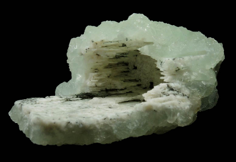 Prehnite pseudomorphs after Anhydrite with Laumontite from Upper New Street Quarry, Paterson, Passaic County, New Jersey