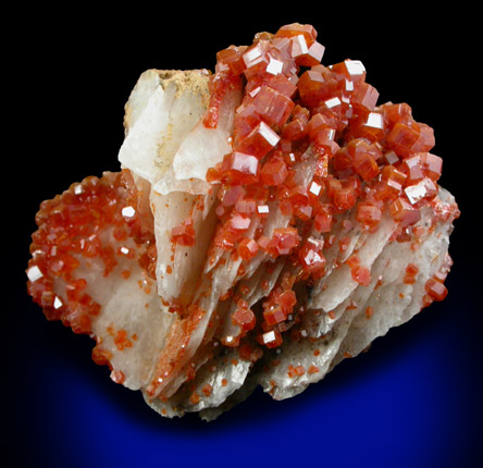 Vanadinite on Barite from Mibladen, Haute Moulouya Basin, Zeida-Aouli-Mibladen belt, Midelt Province, Morocco