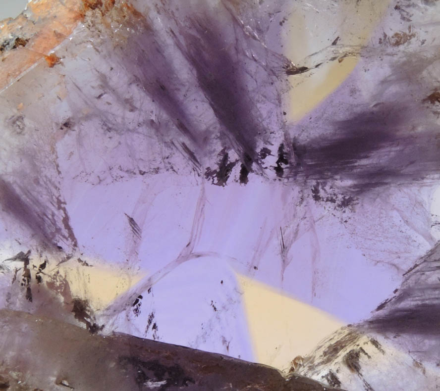 Quartz var. Ametrine Crystal polished slice (rare combination of amethyst and citrine) from Anahi Mine, La Gaiba District, Angel Sandoval Province, Santa Cruz Department, Bolivia