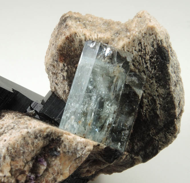 Schorl Tourmaline, Aquamarine Beryl and Carlsbad Law-twinned Microcline from Erongo Mountains, 20 km north of Usakos, Damaraland, Namibia