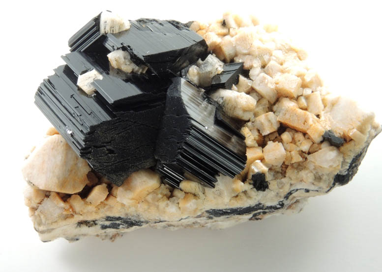 Arfvedsonite on Microcline from Mount Malosa, Zomba District, Malawi