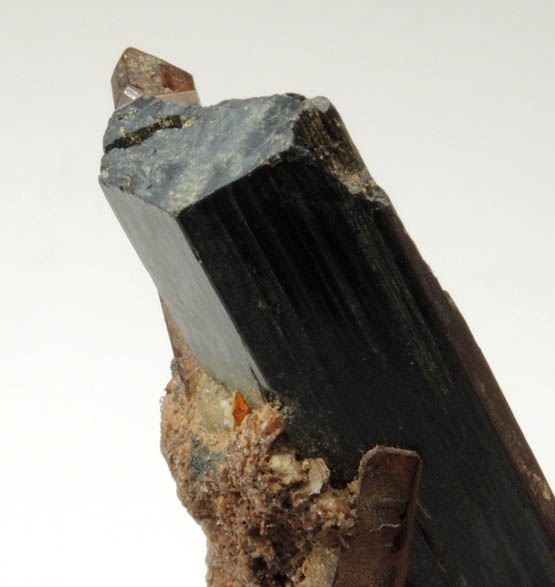 Arfvedsonite (rare terminated Arfvedsonite crystal) with Quartz from Hurricane Mountain, east of Intervale, Carroll County, New Hampshire