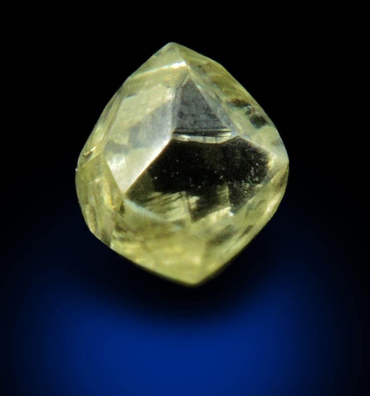 Diamond (0.84 carat yellow gem-grade dodecahedral rough diamond) from Jwaneng Mine, Naledi River Valley, Botswana